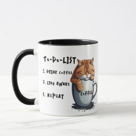 Um Spaß aufzulisten: Lazy Sleepy Cat Spaß Kaffee Tasse