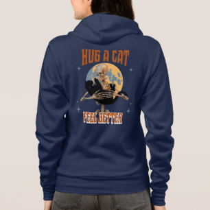 Umarm eine Katze, fühl dich besser Lustige Skelett Hoodie