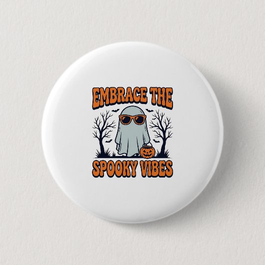 Umarme die Grusel-Vibes Geist Halloween-Shirt_1 Button (Vorderseite)