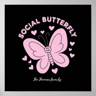Umarme die Social Butterfly Vibes Trendy Retro Poster
