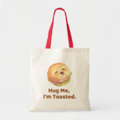 Umarme mich, ich bin geröstet: Cute Burger Dog Foo Tragetasche (Vorne)