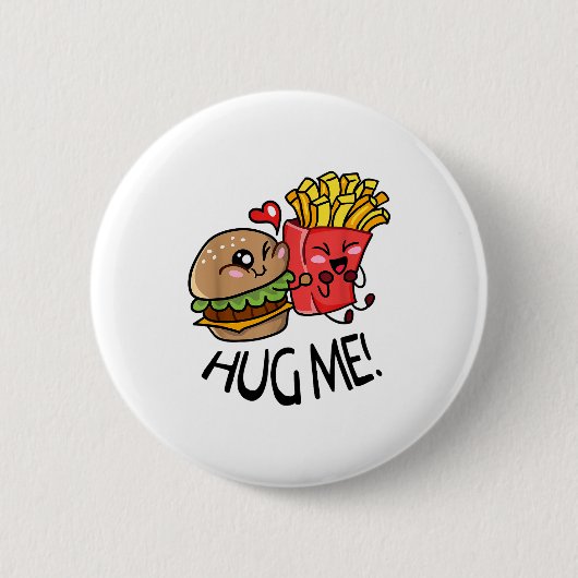 Umarme mich Kawaii Hamburger und Pommes Frites Paa Button (Vorderseite)