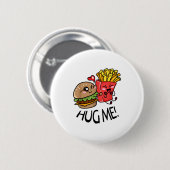 Umarme mich Kawaii Hamburger und Pommes Frites Paa Button (Vorne & Hinten)