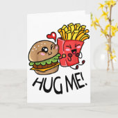 Umarme mich Kawaii Hamburger und Pommes Frites Paa Karte (Gelbe Blume)