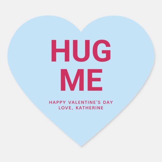 Umarme mich niedlicher Valentinstag-Konversation Herz-Aufkleber (Vorderseite)