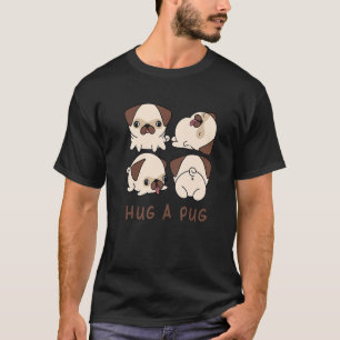 Umarmen eines Mops, der das virale Grafikdesign en T-Shirt