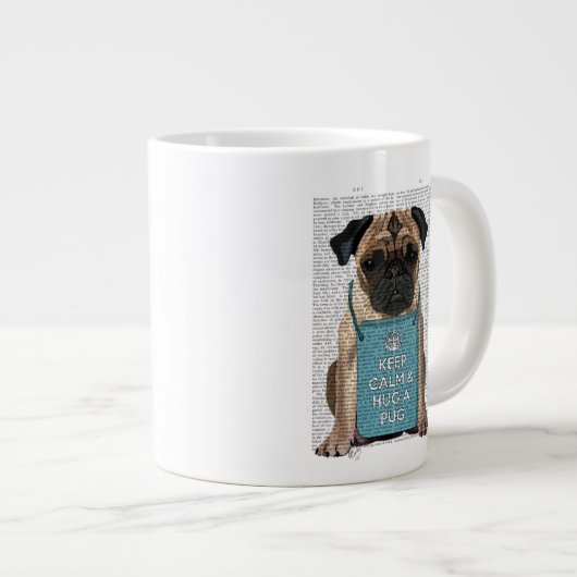 Umarmen eines Mops Jumbo-Tasse (Vorderseite Rechts)