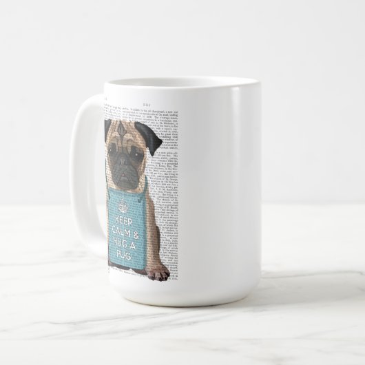 Umarmen eines Mops Kaffeetasse (Vorderseite Links)