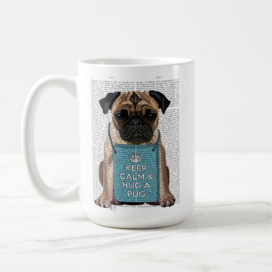Umarmen eines Mops Kaffeetasse (Links)