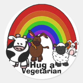 Umarmen eines Veggie-Stickers Runder Aufkleber