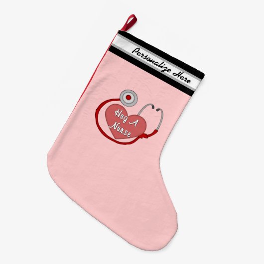Umarmen Sie eine Krankenschwester Großer Weihnachtsstrumpf (Vorderansicht (hängend))