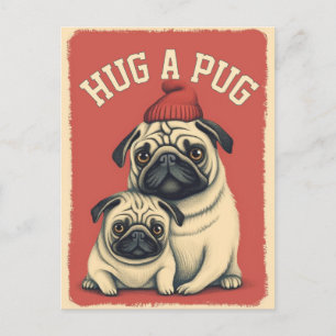 Umarmen Sie einen Mops! Postkarte
