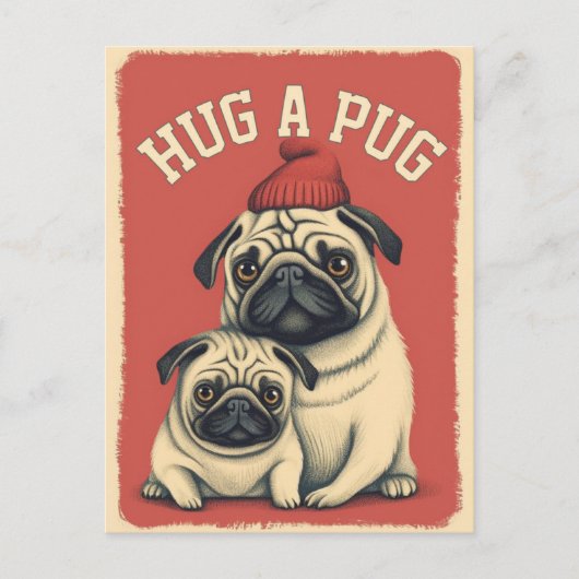Umarmen Sie einen Mops! Postkarte (Vorderseite)