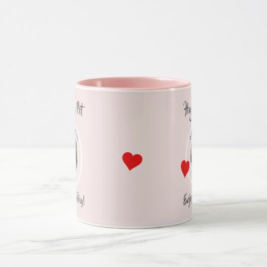 Umarmen Sie Ihr Haustier und Ihr Foto Genießen Sie Tasse (Zentrum)