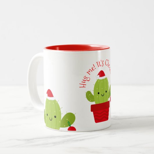 Umarmen Sie mich, den es Weihnachten ist, Kaktus Zweifarbige Tasse (Vorderseite Links)