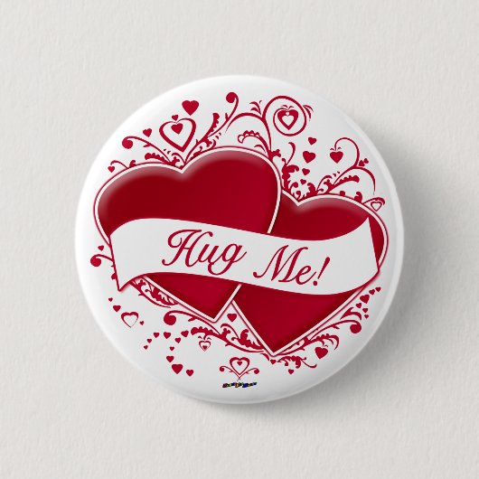 Umarmen Sie mich! Rote Herzen Button (Vorderseite)