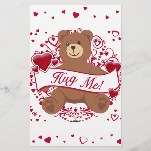 Umarmen Sie mich! Valentinstag Teddybär Briefpapier (Vorderseite)