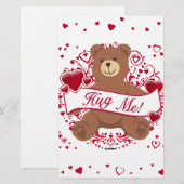 Umarmen Sie mich! Valentinstag Teddybär Briefpapier (Vorne/Hinten)
