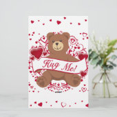Umarmen Sie mich! Valentinstag Teddybär Briefpapier (Stehend Vorderseite)