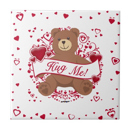 Umarmen Sie mich! Valentinstag Teddybär Fliese (Vorderseite)