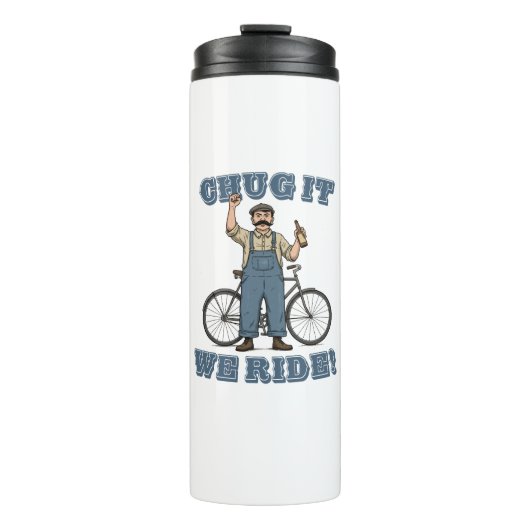 Umarmen wir es mit dem Fahrrad Thermosbecher (Vorderseite)