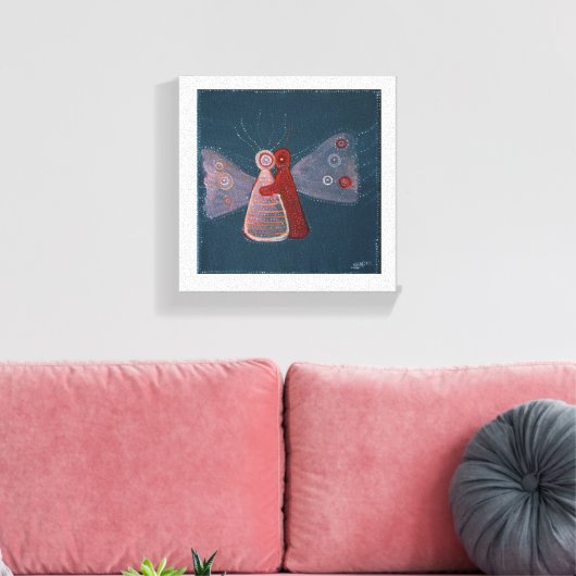 Umarmte abstrakte Malerei Wrapped Canvas Leinwanddruck (Insitu (Wohnzimmer))