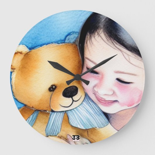 Umarmung eines Bären Große Wanduhr (Vorderseite)