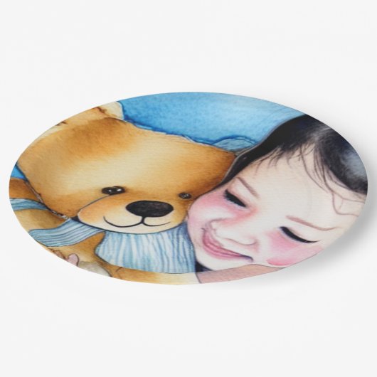 Umarmung eines Bären Pappteller (Schrägansicht)