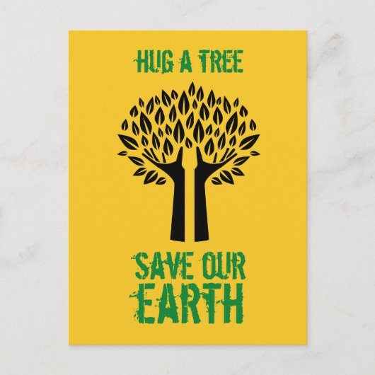 Umarmung eines Baumes Rette unsere Erde Postkarte (Vorderseite)