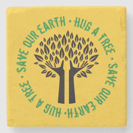 Umarmung eines Baumes Rette unsere Erde Steinuntersetzer (Vorderseite)