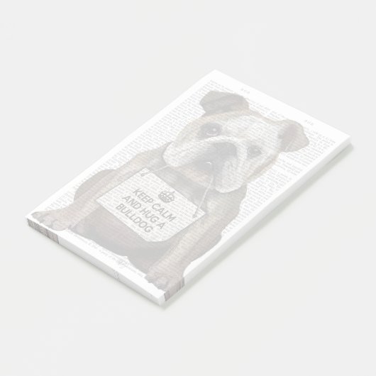 Umarmung eines Bulldots Post-it Klebezettel (angewinkelt)