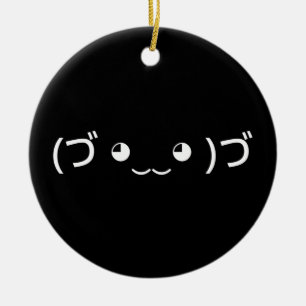 Umarmung Emoticon (づ ◕ ‿ ◕)づ japanischer Kaomoji Keramik Ornament
