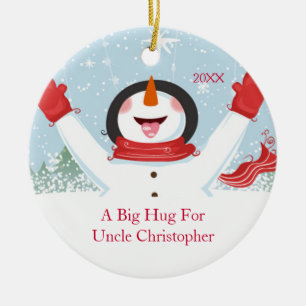 Umarmung für Onkel Weihnachts-Schneemann-Ornament Keramik Ornament