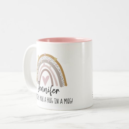 Umarmung in einer Tasse, die an dich denkt Zweifarbige Tasse (Vorderseite Links)