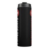 Umarmung mit weißem Blocklogo Thermosbecher (Vorderseite)