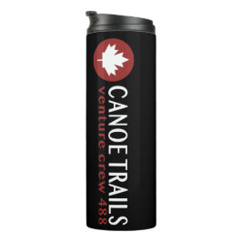 Umarmung mit weißem Blocklogo Thermosbecher