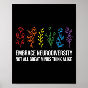 Umarmung Neurodiversität Blume Autismus-Bewusstsei Poster