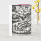 Umarmung Tabby Katzen Begrüßungskarte des Hauses. Karte (Gelbe Blume)