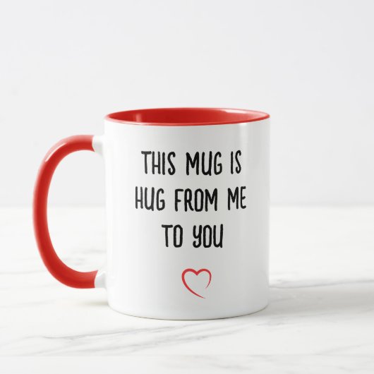 Umarmung von mir zu dir Rotes Herz Tasse (Links)