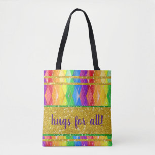 Umarmungen für alle! Glitzer Regenbogen Gay Pride Tasche