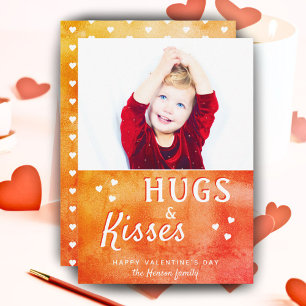 Umarmungen & Küsse Herz Valentinstag Fotokarte Feiertagskarte
