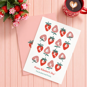 Umarmungen & Küsse Rote Erdbeeren Valentinstag Kar Feiertagskarte