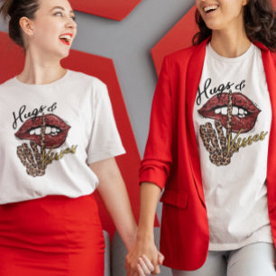 Umarmungen Küsse Skeletthand Lippen T-Shirt
