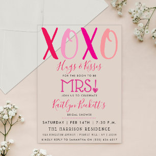 Umarmungen & Küsse (XOXO) Valentinstag Brautparty Acryleinladungen
