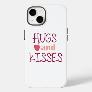 Umarmungen und Küsse Typografie Herz Rosa Valentin Case-Mate iPhone 14 Hülle