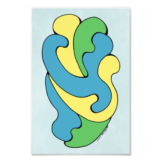 Umarmungskurven (Gelb, Blau, Grün) Fotodruck (Vorne)