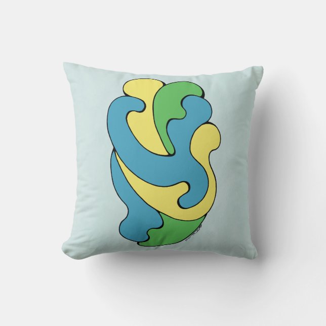 Umarmungskurven (Gelb, Blau, Grün) Kissen (Vorderseite)
