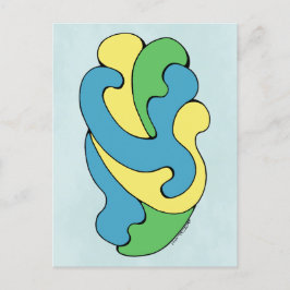 Umarmungskurven (Gelb, Blau, Grün) Postkarte