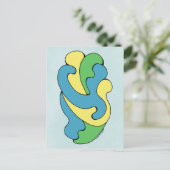 Umarmungskurven (Gelb, Blau, Grün) Postkarte (Stehend Vorderseite)