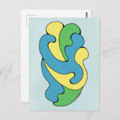Umarmungskurven (Gelb, Blau, Grün) Postkarte (Vorne/Hinten)